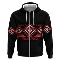 Aotearoa Atua Tumatauenga Personalised Zip Hoodie Maori God Of War Taniko Motifs LT14 Zip Hoodie Red - Polynesian Pride