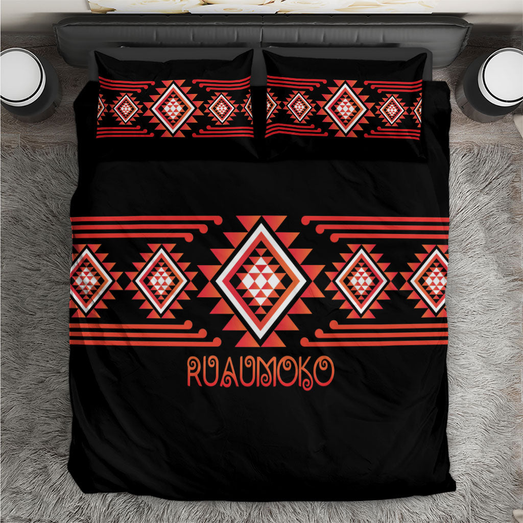 Aotearoa Atua Ruaumoko Bedding Set Maori Powerful God Taniko Motifs LT14 Orange - Polynesian Pride
