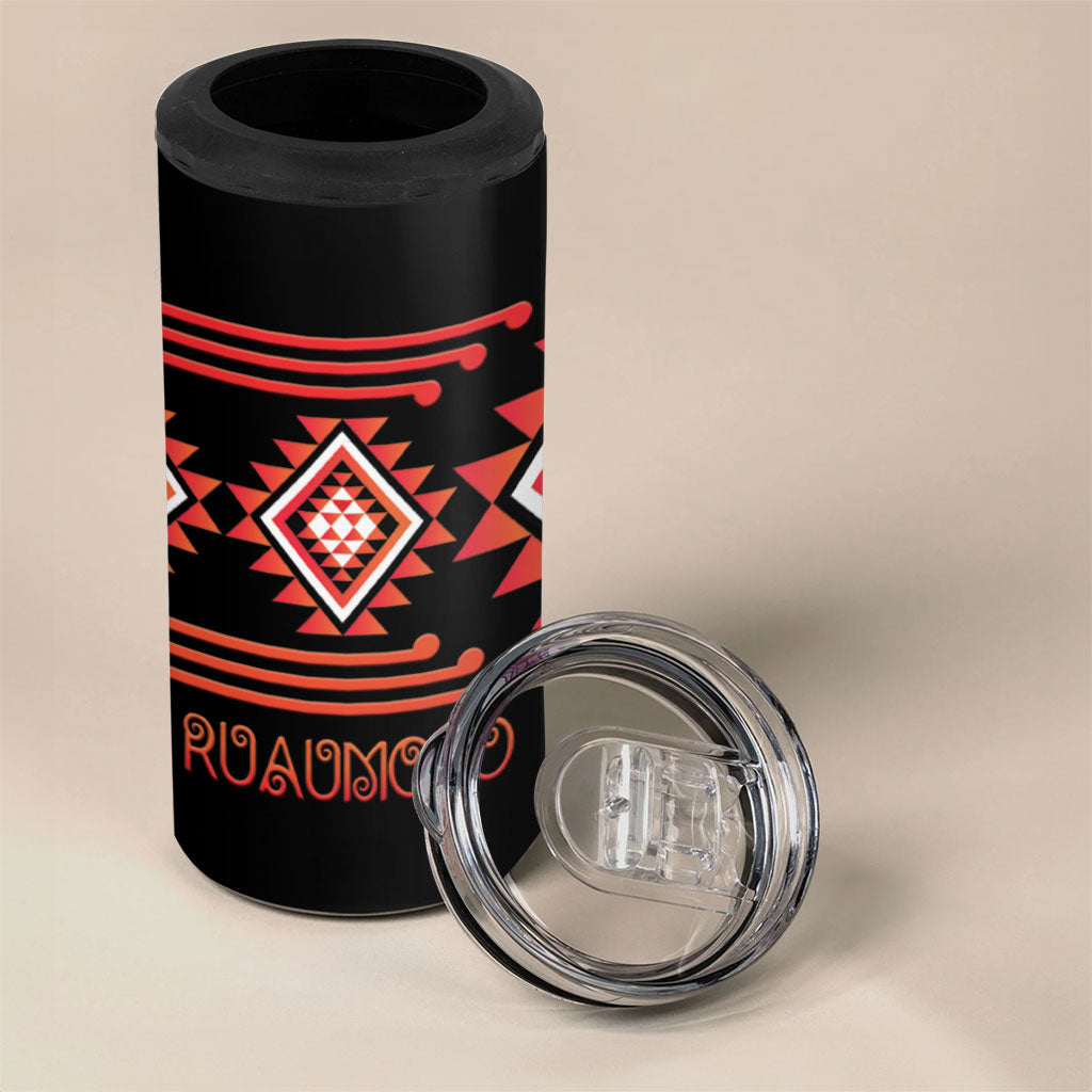 Aotearoa Atua Ruaumoko Personalised 4 in 1 Can Cooler Tumbler Maori Powerful God Taniko Motifs LT14 - Polynesian Pride