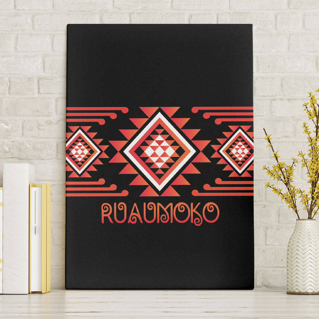Aotearoa Atua Ruaumoko Canvas Wall Art Maori Powerful God Taniko Motifs LT14 Without Frame Orange - Polynesian Pride