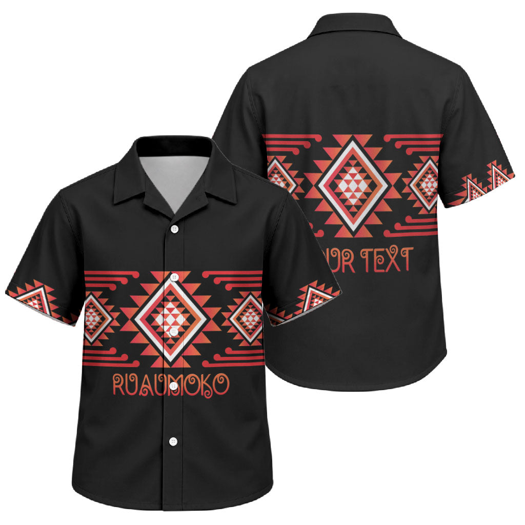 Aotearoa Atua Ruaumoko Personalised Family Matching Off Shoulder Maxi Dress and Hawaiian Shirt Maori Powerful God Taniko Motifs LT14 Son's Shirt Orange - Polynesian Pride