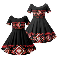 Aotearoa Atua Ruaumoko Personalised Family Matching Puletasi and Hawaiian Shirt Maori Powerful God Taniko Motifs LT14 Daughter's Dress Orange - Polynesian Pride