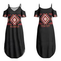 Aotearoa Atua Ruaumoko Personalised Family Matching Summer Maxi Dress and Hawaiian Shirt Maori Powerful God Taniko Motifs LT14 Mom's Dress Orange - Polynesian Pride