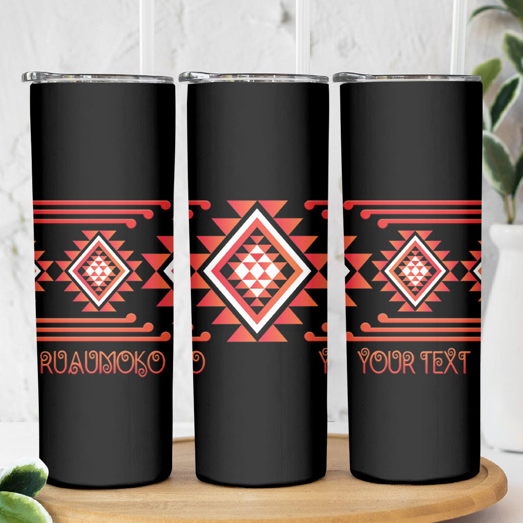 Aotearoa Atua Ruaumoko Personalised Skinny Tumbler Maori Powerful God Taniko Motifs LT14 - Polynesian Pride