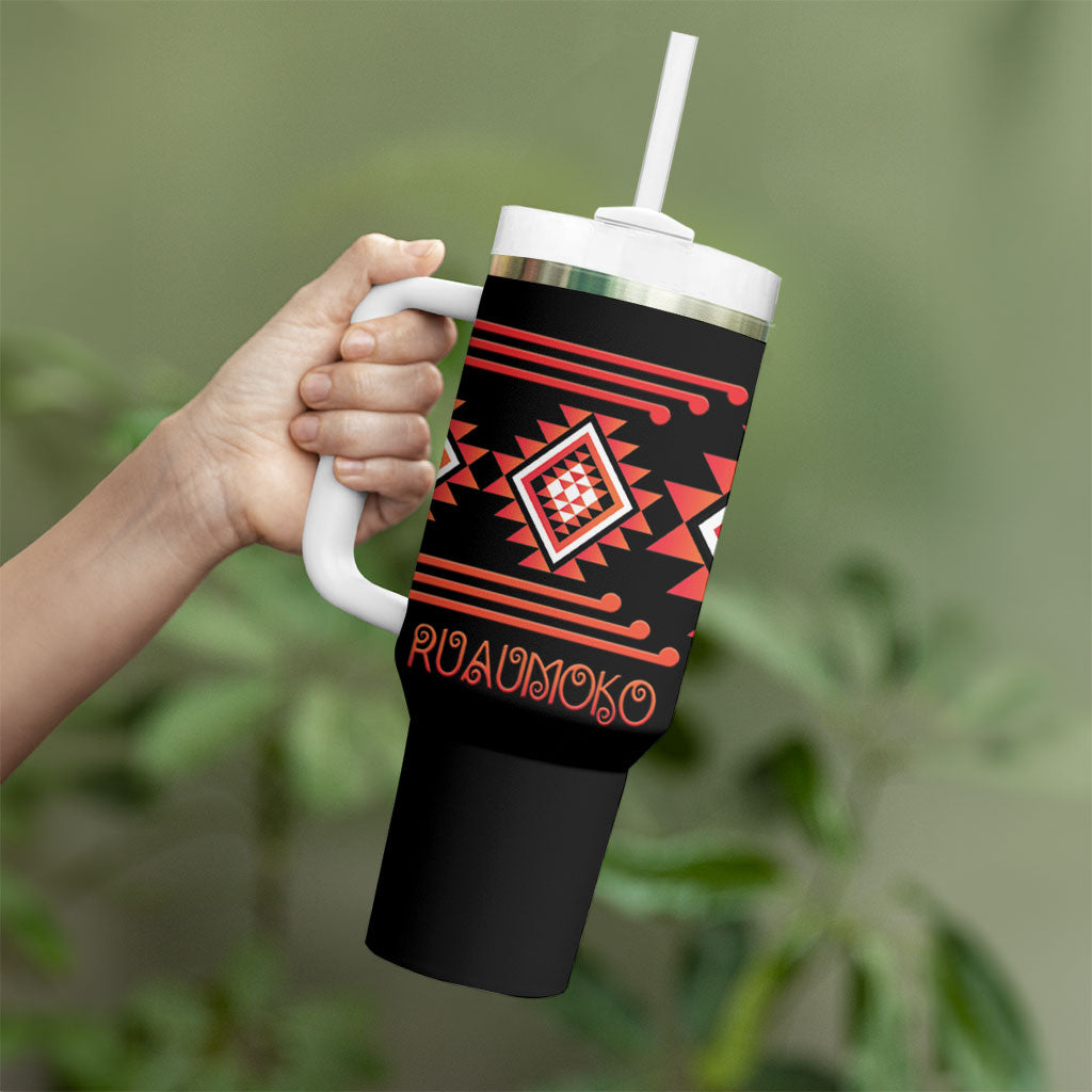 Aotearoa Atua Ruaumoko Personalised Tumbler With Handle Maori Powerful God Taniko Motifs LT14 - Polynesian Pride