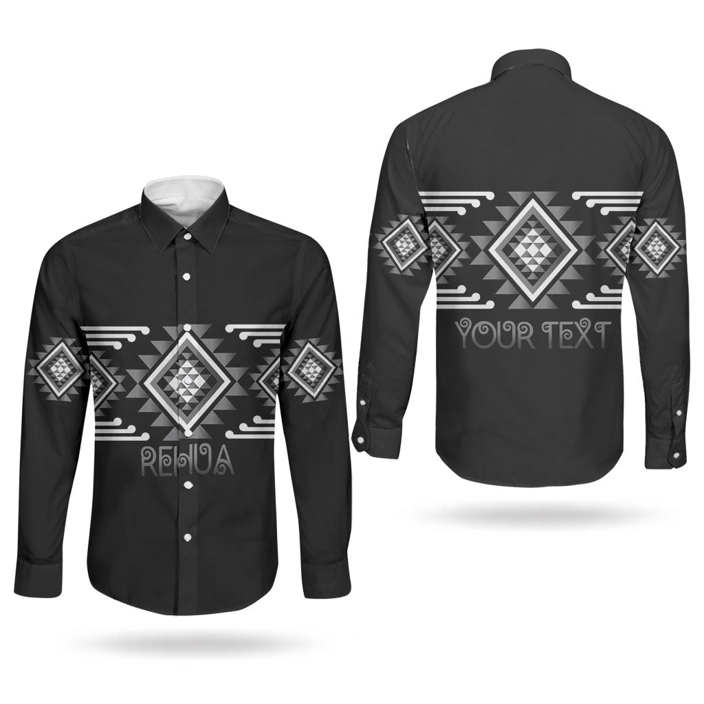 Aotearoa Atua Rehua Personalised Couples Matching Puletasi and Long Sleeve Button Shirt Maori God Of Healing Taniko Motifs LT14 - Polynesian Pride