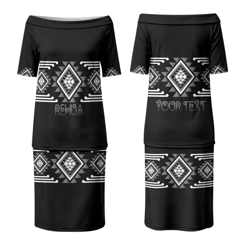 Aotearoa Atua Rehua Personalised Couples Matching Puletasi and Long Sleeve Button Shirt Maori God Of Healing Taniko Motifs LT14 - Polynesian Pride
