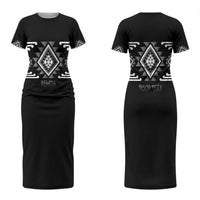 Aotearoa Atua Rehua Personalised Couples Matching Short Sleeve Bodycon Dress and Hawaiian Shirt Maori God Of Healing Taniko Motifs LT14 - Polynesian Pride