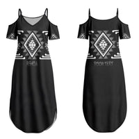 Aotearoa Atua Rehua Personalised Couples Matching Summer Maxi Dress and Long Sleeve Button Shirt Maori God Of Healing Taniko Motifs LT14 - Polynesian Pride