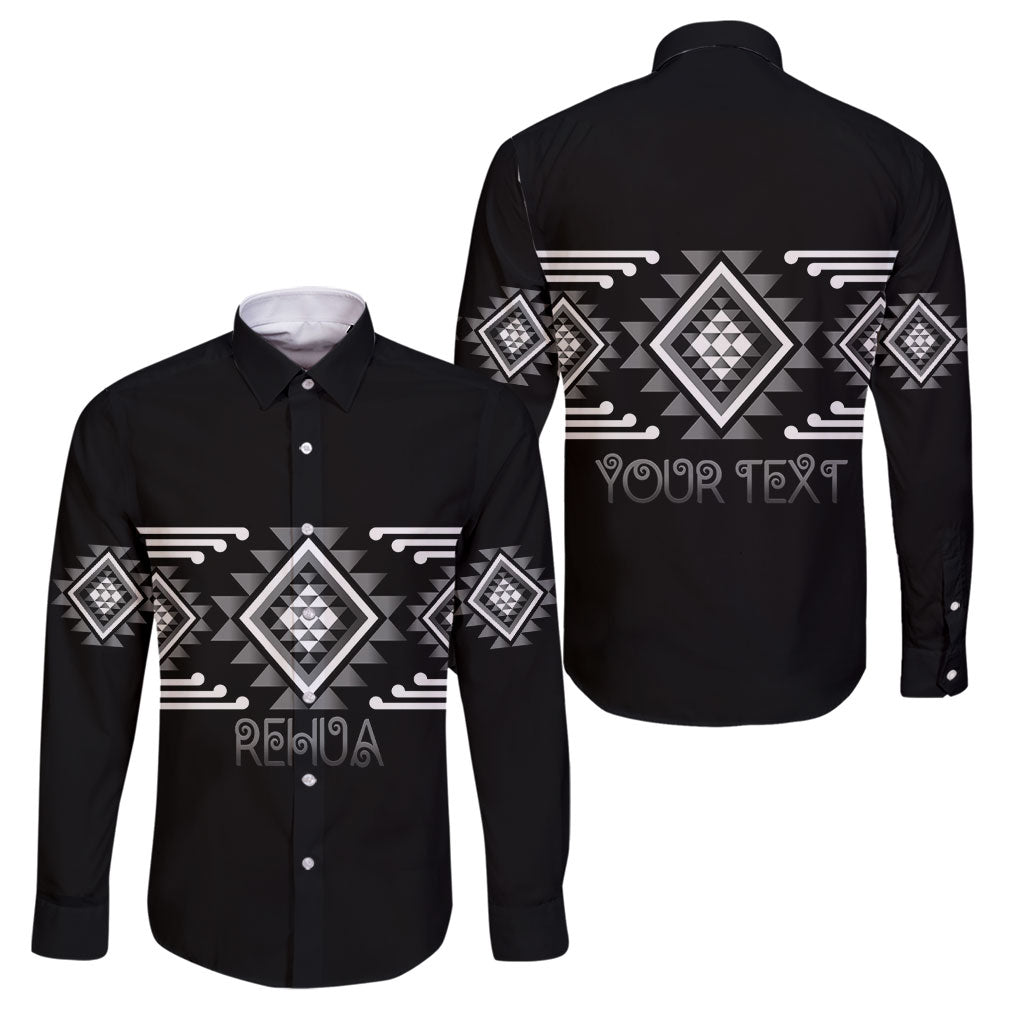 Aotearoa Atua Rehua Personalised Family Matching Off Shoulder Short Dress and Hawaiian Shirt Maori God Of Healing Taniko Motifs LT14 Dad's Shirt - Long Sleeve Grey - Polynesian Pride