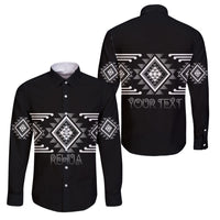 Aotearoa Atua Rehua Personalised Family Matching Short Sleeve Bodycon Dress and Hawaiian Shirt Maori God Of Healing Taniko Motifs LT14 Dad's Shirt - Long Sleeve Grey - Polynesian Pride