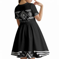 Aotearoa Atua Rehua Personalised Kid Short Sleeve Dress Maori God Of Healing Taniko Motifs LT14 - Polynesian Pride