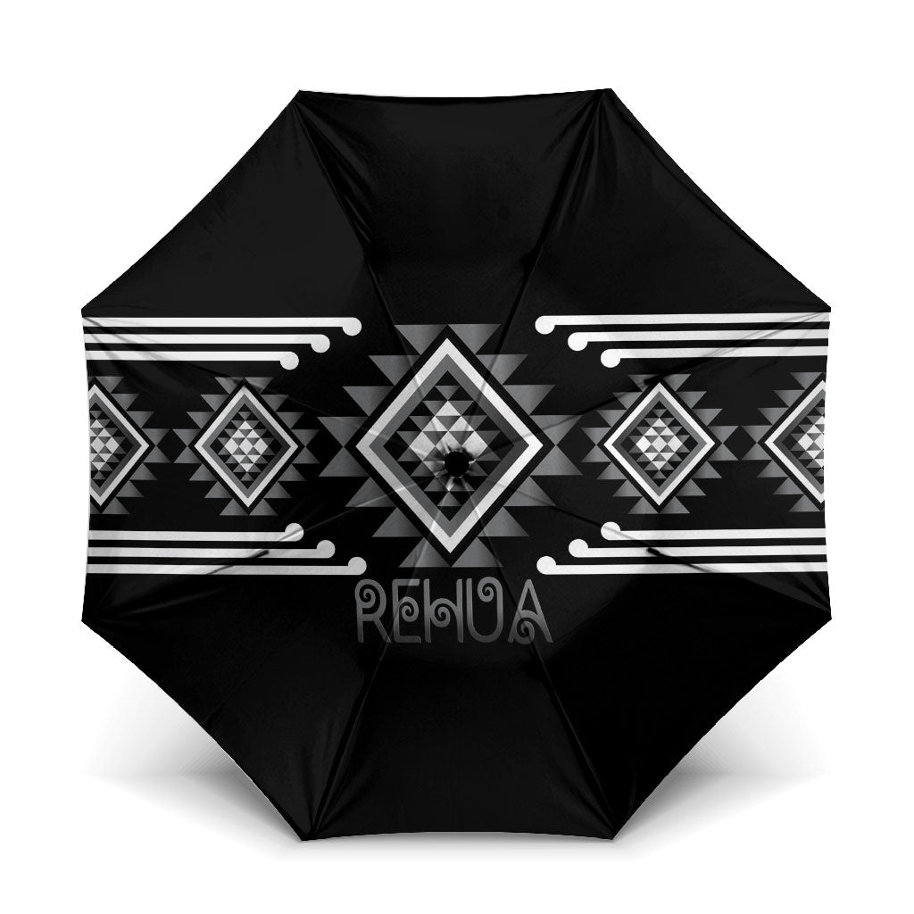 Aotearoa Atua Rehua Umbrella Maori God Of Healing Taniko Motifs LT14 One Size Folded 11.42 inch Opened Diameter 37.4 inch Grey - Polynesian Pride