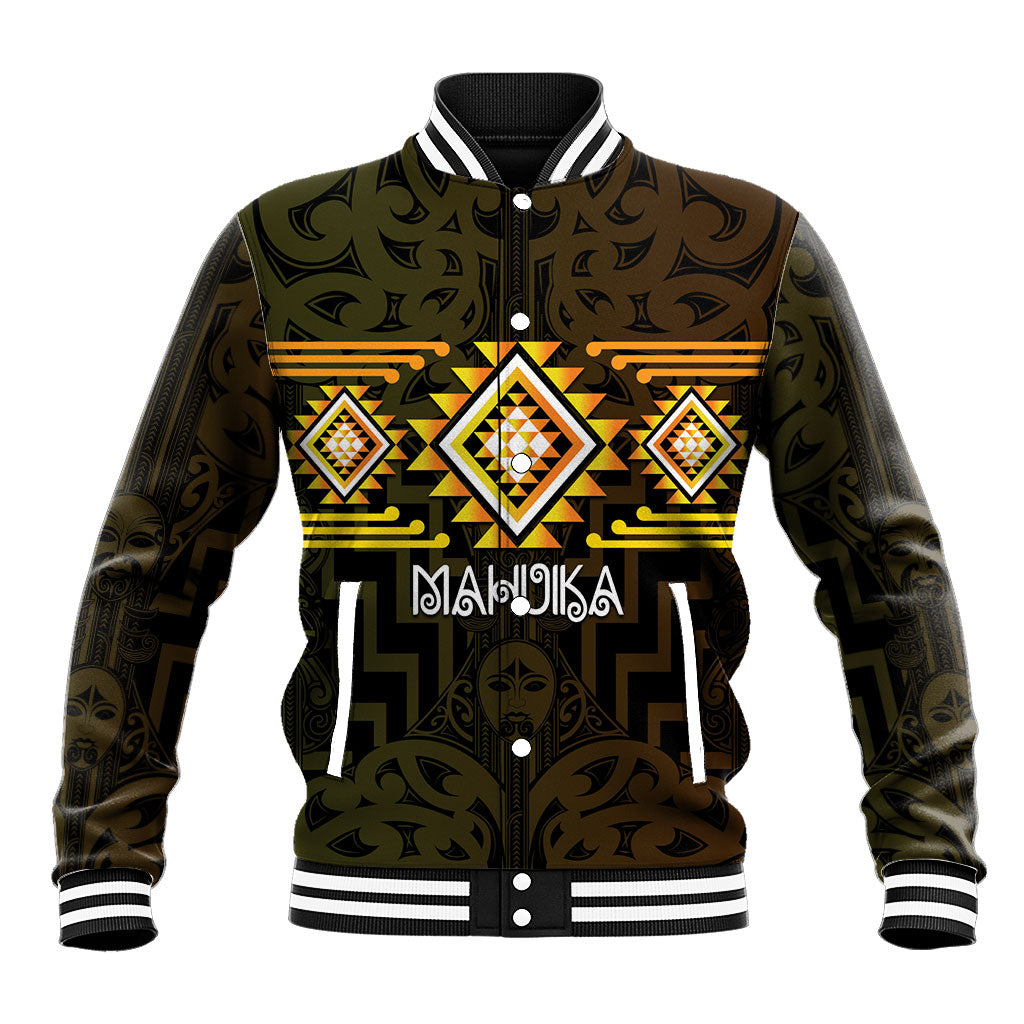 Aotearoa Atua Mahuika Personalised Baseball Jacket Maori Goddess Of Fire Taniko Motifs LT14 Unisex Yellow - Polynesian Pride