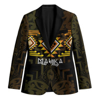 Aotearoa Atua Mahuika Personalised Blazer Maori Goddess Of Fire Taniko Motifs LT14 Unisex Yellow - Polynesian Pride