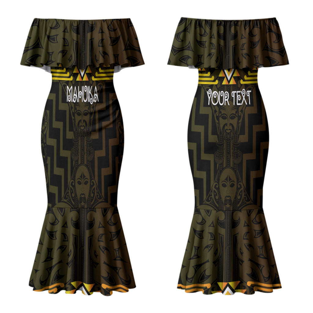 Aotearoa Atua Mahuika Personalised Couples Matching Mermaid Dress and Hawaiian Shirt Maori Goddess Of Fire Taniko Motifs LT14 - Polynesian Pride