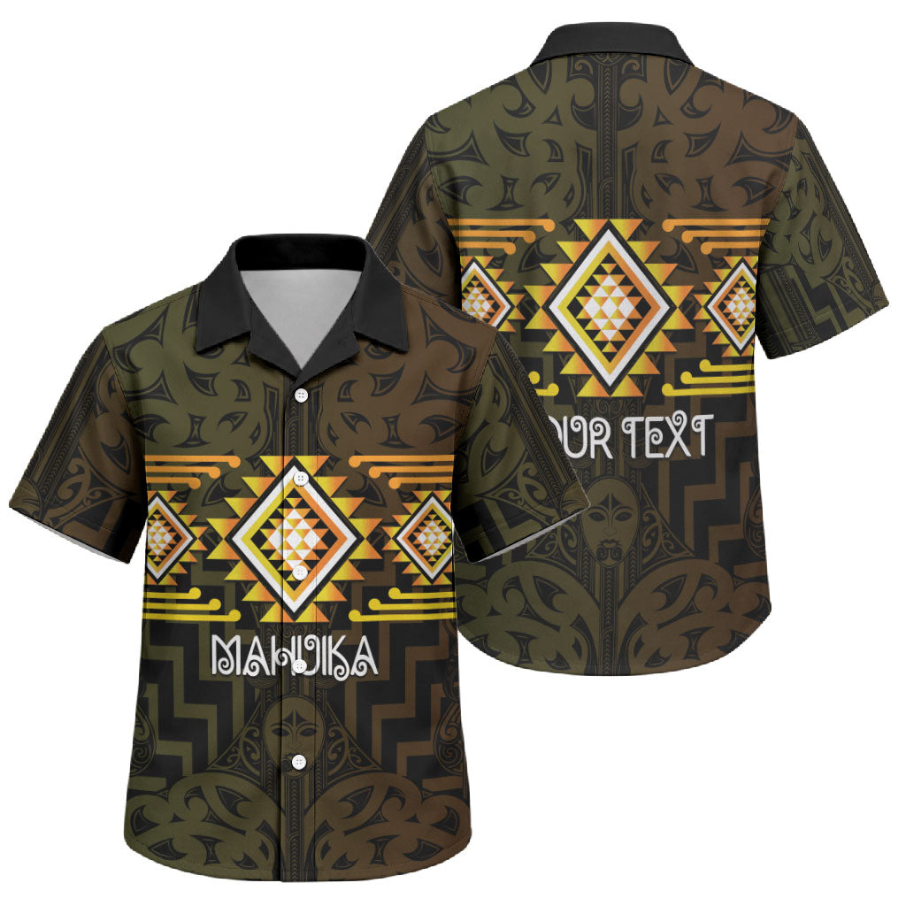 Aotearoa Atua Mahuika Personalised Family Matching Summer Maxi Dress and Hawaiian Shirt Maori Goddess Of Fire Taniko Motifs LT14 Son's Shirt Yellow - Polynesian Pride