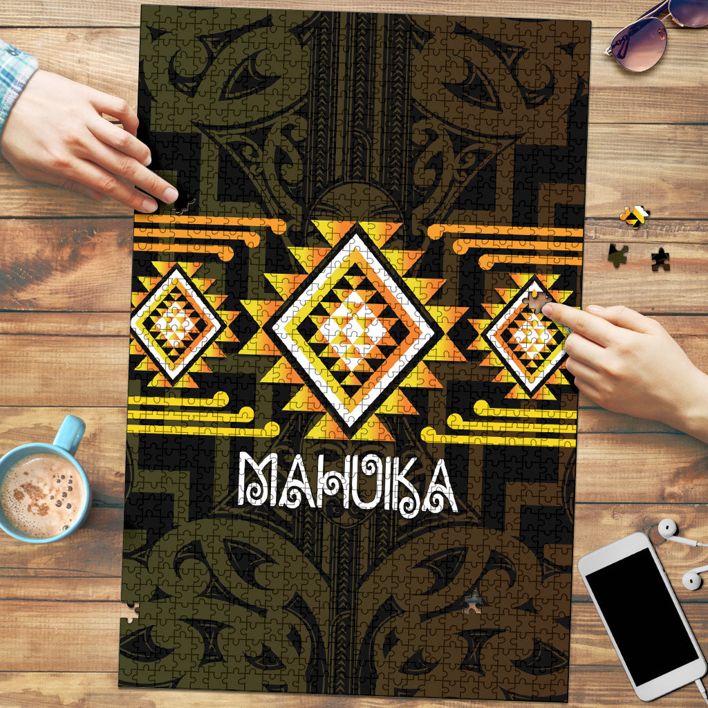 Aotearoa Atua Mahuika Puzzle Maori Goddess Of Fire Taniko Motifs LT14 Yellow - Polynesian Pride