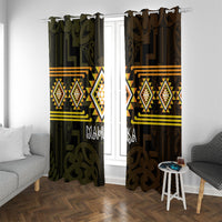 Aotearoa Atua Mahuika Window Curtain Maori Goddess Of Fire Taniko Motifs LT14 With Grommets Yellow - Polynesian Pride