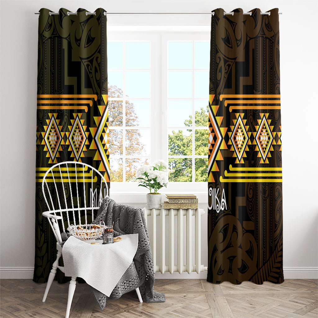 Aotearoa Atua Mahuika Window Curtain Maori Goddess Of Fire Taniko Motifs LT14 - Polynesian Pride