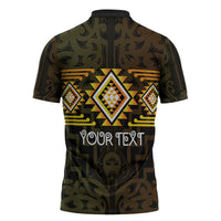 Aotearoa Atua Mahuika Personalised Zipper Polo Shirt Maori Goddess Of Fire Taniko Motifs LT14 - Polynesian Pride