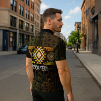Aotearoa Atua Mahuika Personalised Zipper Polo Shirt Maori Goddess Of Fire Taniko Motifs LT14 - Polynesian Pride