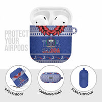 Toa Samoa Rugby Christmas AirPods Case Ula Fala Samoan Pattern Blue - Polynesian Pride