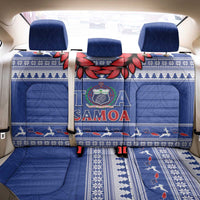 Toa Samoa Rugby Christmas Back Car Seat Cover Ula Fala Samoan Pattern Blue - Polynesian Pride