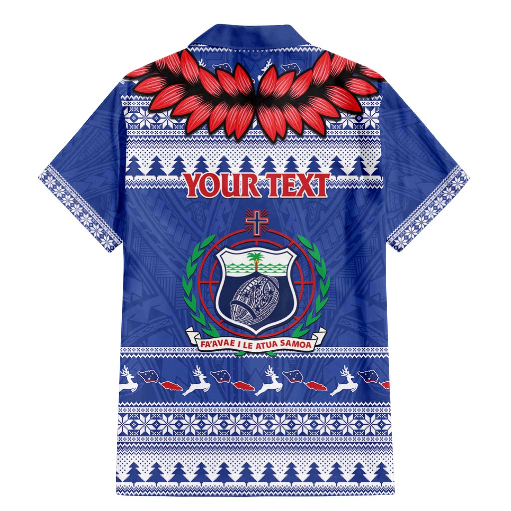 Personalised Toa Samoa Rugby Christmas Family Matching Mermaid Dress and Hawaiian Shirt Ula Fala Samoan Pattern Blue - Polynesian Pride