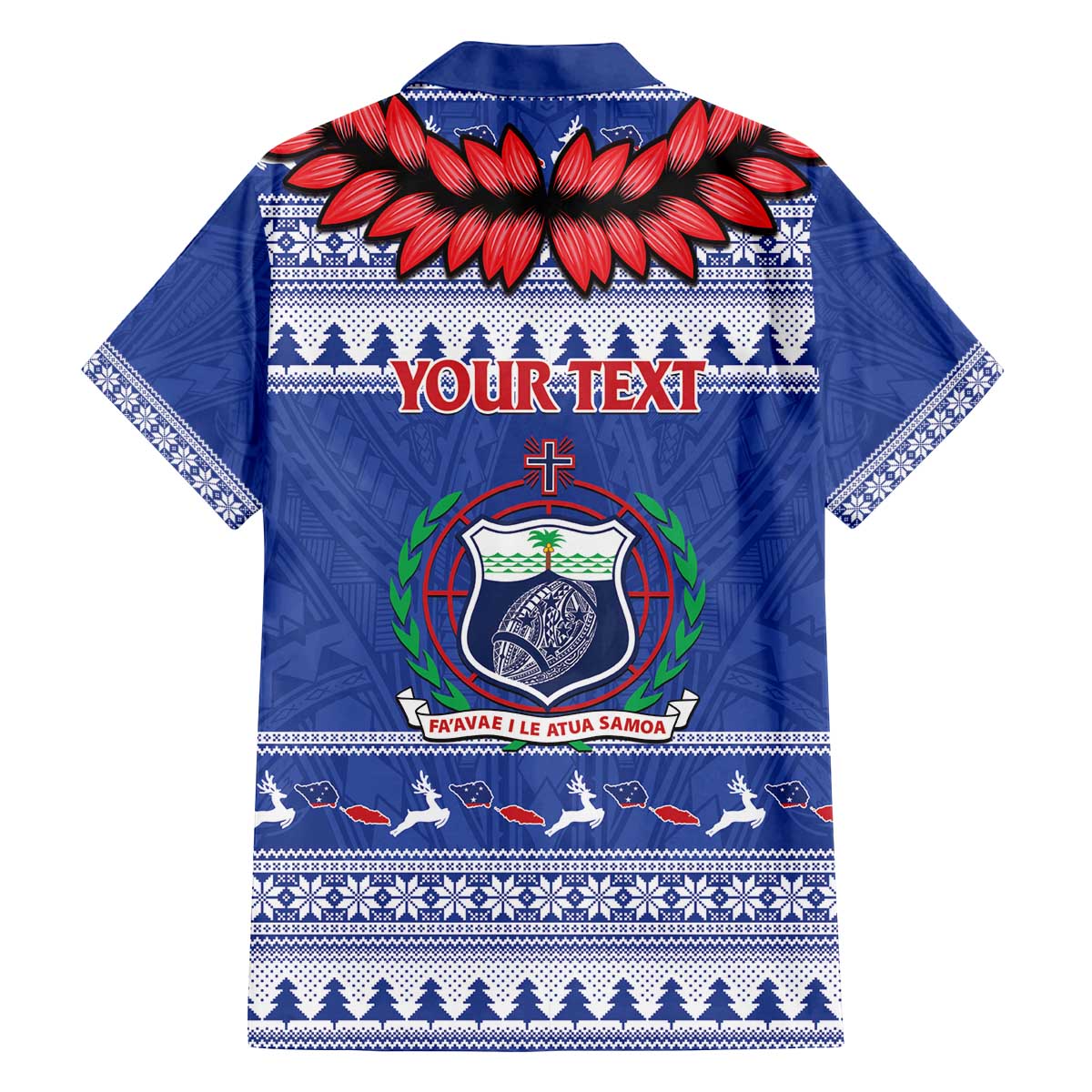 Personalised Toa Samoa Rugby Christmas Family Matching Off The Shoulder Long Sleeve Dress and Hawaiian Shirt Ula Fala Samoan Pattern Blue - Polynesian Pride