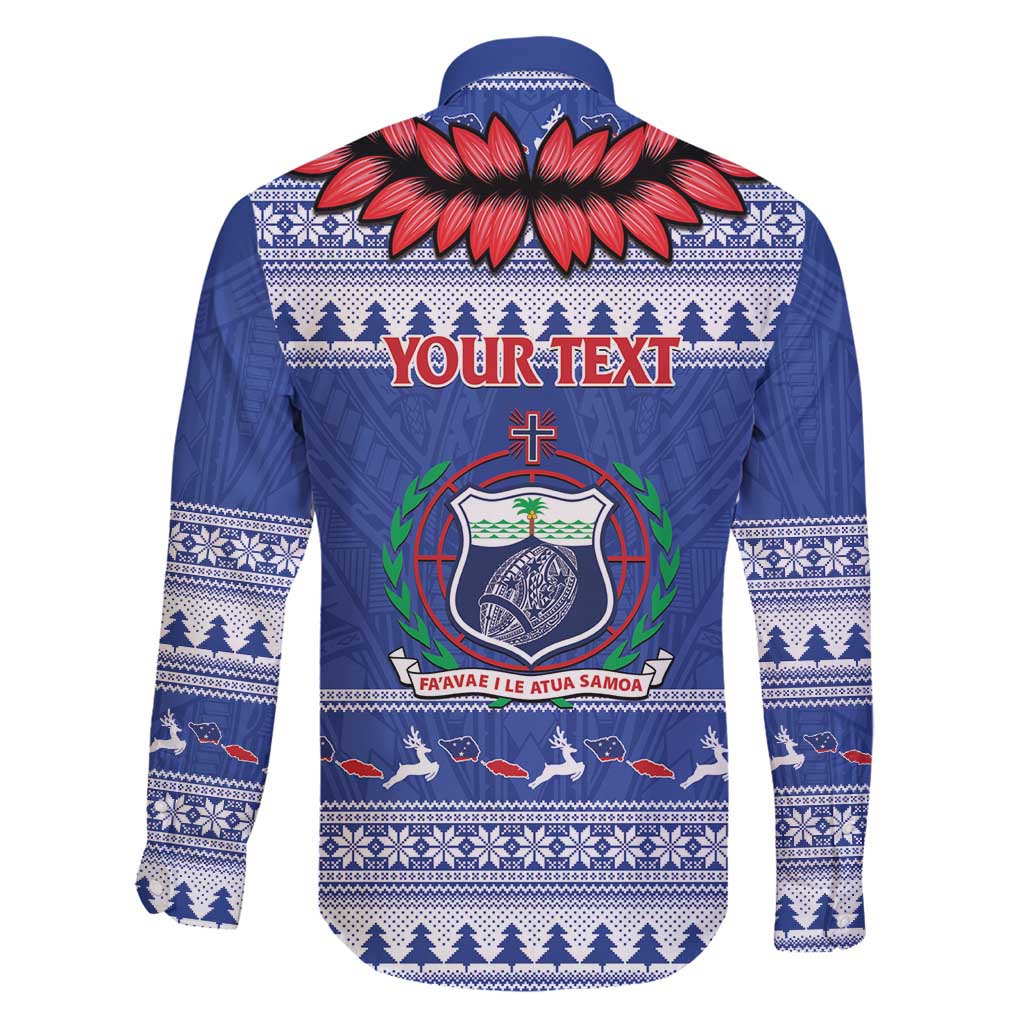 Personalised Toa Samoa Rugby Christmas Family Matching Tank Maxi Dress and Hawaiian Shirt Ula Fala Samoan Pattern Blue - Polynesian Pride