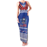 Personalised Toa Samoa Rugby Christmas Family Matching Tank Maxi Dress and Hawaiian Shirt Ula Fala Samoan Pattern Blue - Polynesian Pride