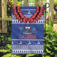 Toa Samoa Rugby Christmas Garden Flag Ula Fala Samoan Pattern Blue - Polynesian Pride