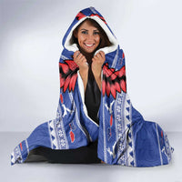 Toa Samoa Rugby Christmas Hooded Blanket Ula Fala Samoan Pattern Blue - Polynesian Pride