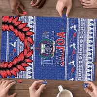 Toa Samoa Rugby Christmas Puzzle Ula Fala Samoan Pattern Blue - Polynesian Pride