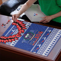 Toa Samoa Rugby Christmas Puzzle Ula Fala Samoan Pattern Blue - Polynesian Pride