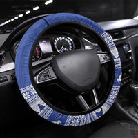 Toa Samoa Rugby Christmas Steering Wheel Cover Ula Fala Samoan Pattern Blue - Polynesian Pride