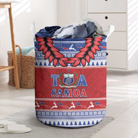 Toa Samoa Rugby Christmas Laundry Basket Ula Fala Samoan Pattern Red - Polynesian Pride