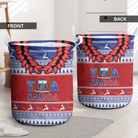 Toa Samoa Rugby Christmas Laundry Basket Ula Fala Samoan Pattern Red - Polynesian Pride