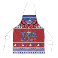 Toa Samoa Rugby Christmas Apron Ula Fala Samoan Pattern Red - Polynesian Pride