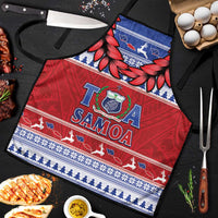 Toa Samoa Rugby Christmas Apron Ula Fala Samoan Pattern Red - Polynesian Pride