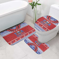 Toa Samoa Rugby Christmas Bathroom Set Ula Fala Samoan Pattern Red - Polynesian Pride