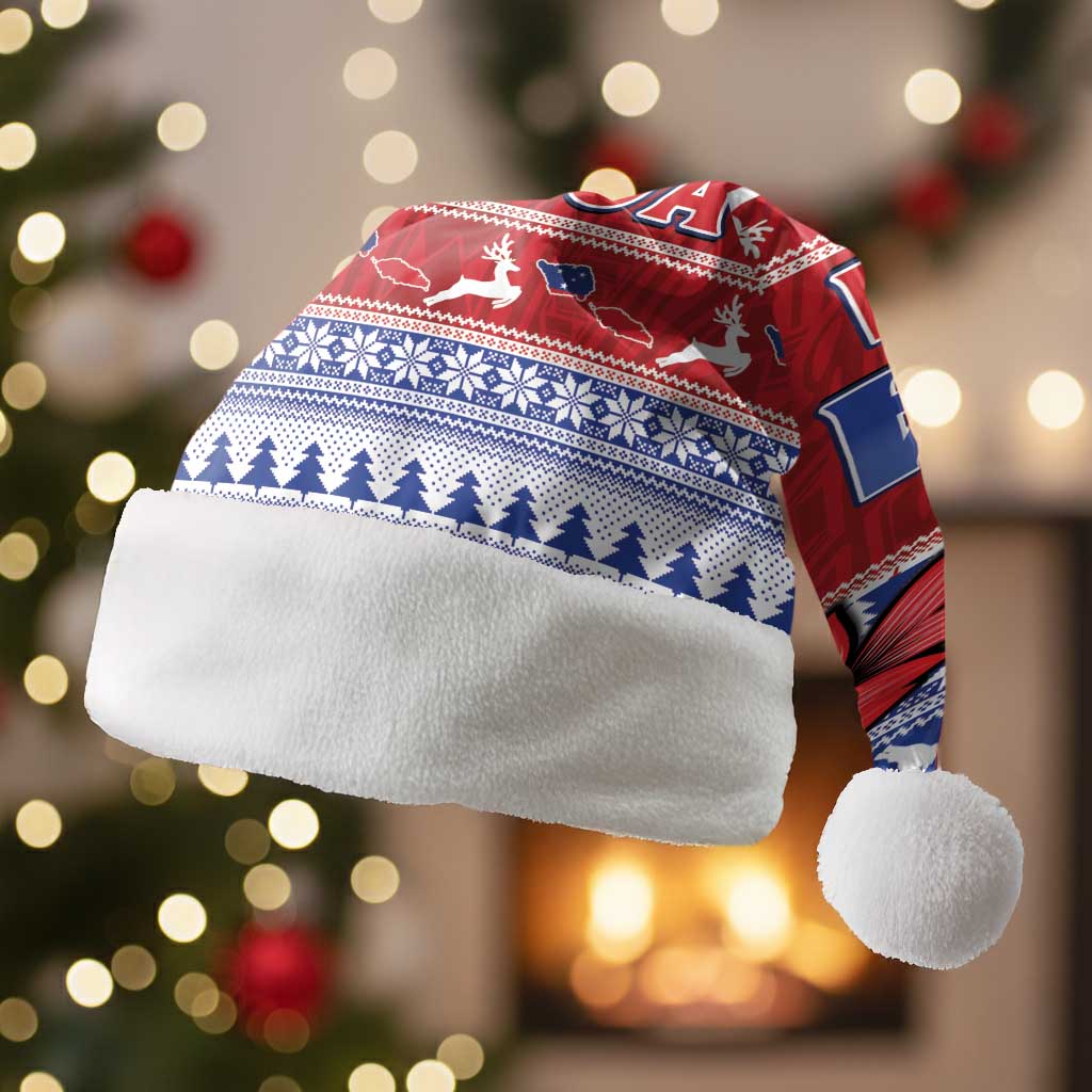 Toa Samoa Rugby Christmas Santa Hat Ula Fala Samoan Pattern Red - Polynesian Pride