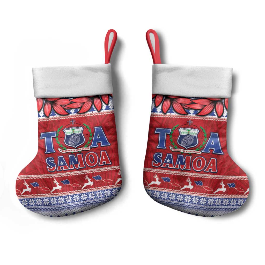 Toa Samoa Rugby Christmas Stocking Ula Fala Samoan Pattern Red - Polynesian Pride