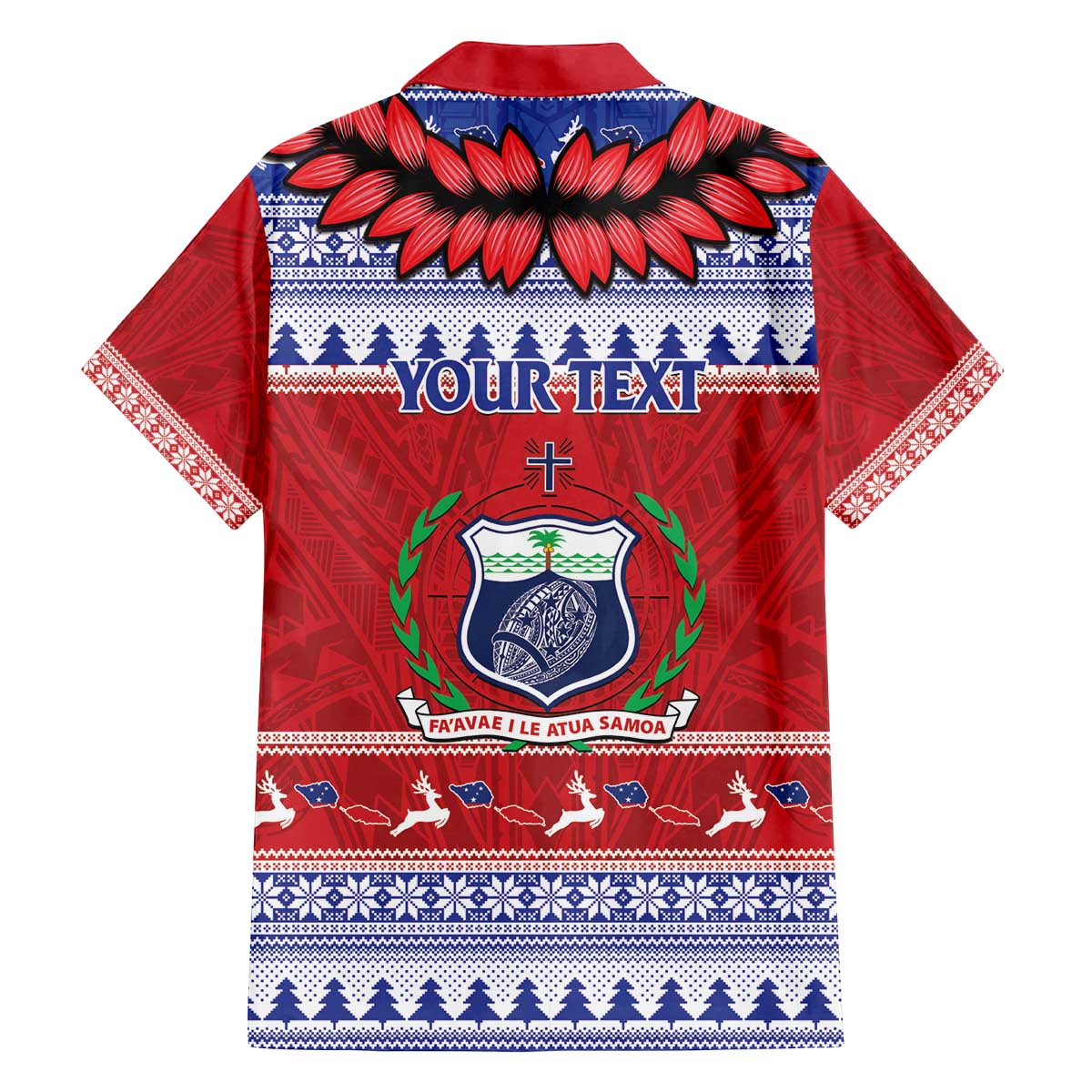 Personalised Toa Samoa Rugby Christmas Family Matching Off The Shoulder Long Sleeve Dress and Hawaiian Shirt Ula Fala Samoan Pattern Red - Polynesian Pride