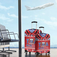 Toa Samoa Rugby Christmas Luggage Cover Ula Fala Samoan Pattern Red - Polynesian Pride