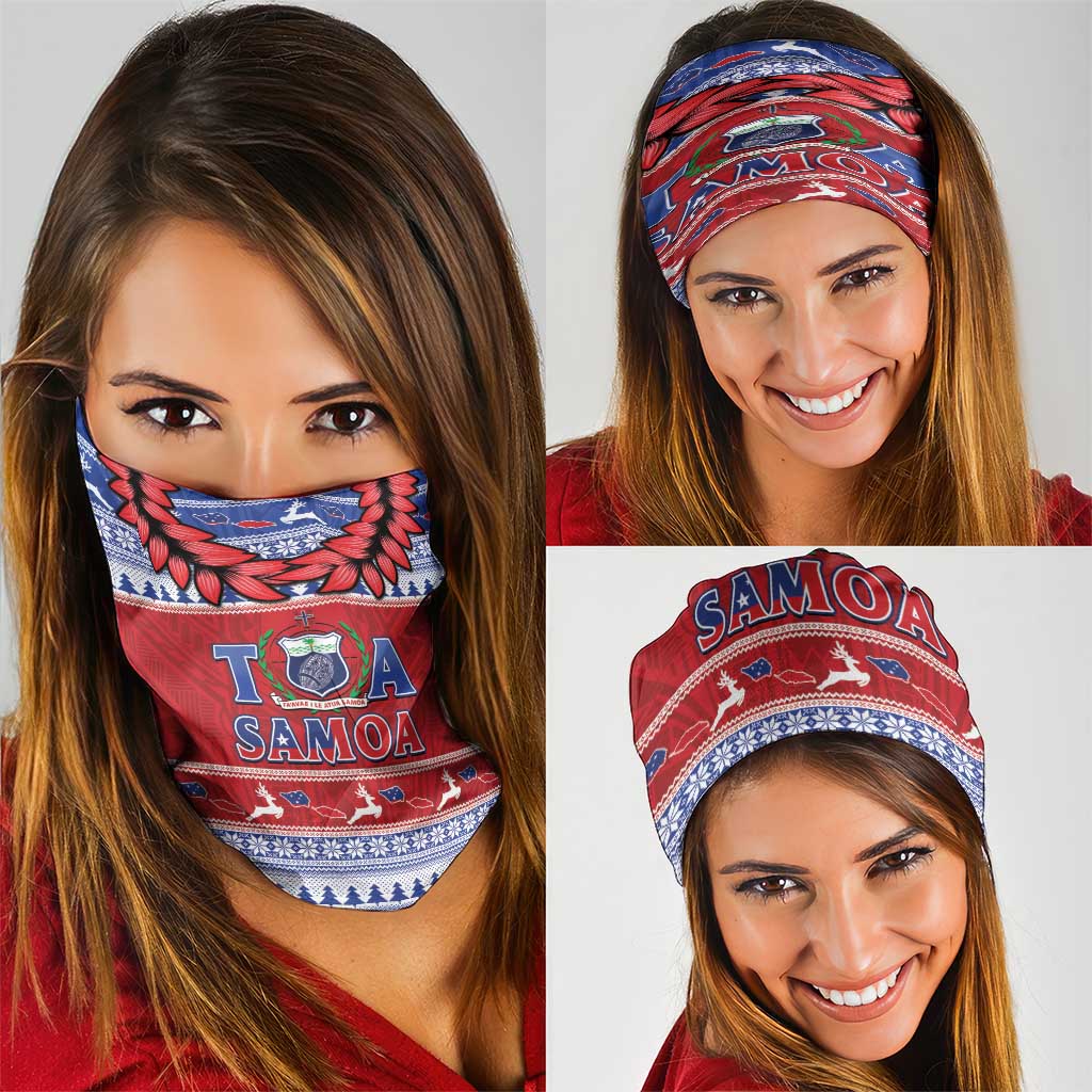 Toa Samoa Rugby Christmas Neck Gaiter Ula Fala Samoan Pattern Red - Polynesian Pride