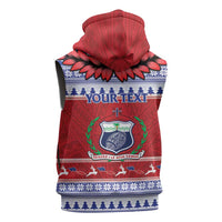 Personalised Toa Samoa Rugby Christmas Sleeveless Hoodie Ula Fala Samoan Pattern Red - Polynesian Pride