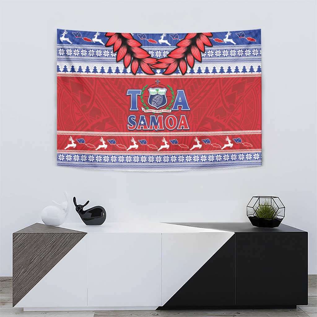Toa Samoa Rugby Christmas Tapestry Ula Fala Samoan Pattern Red - Polynesian Pride