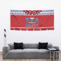 Toa Samoa Rugby Christmas Tapestry Ula Fala Samoan Pattern Red - Polynesian Pride